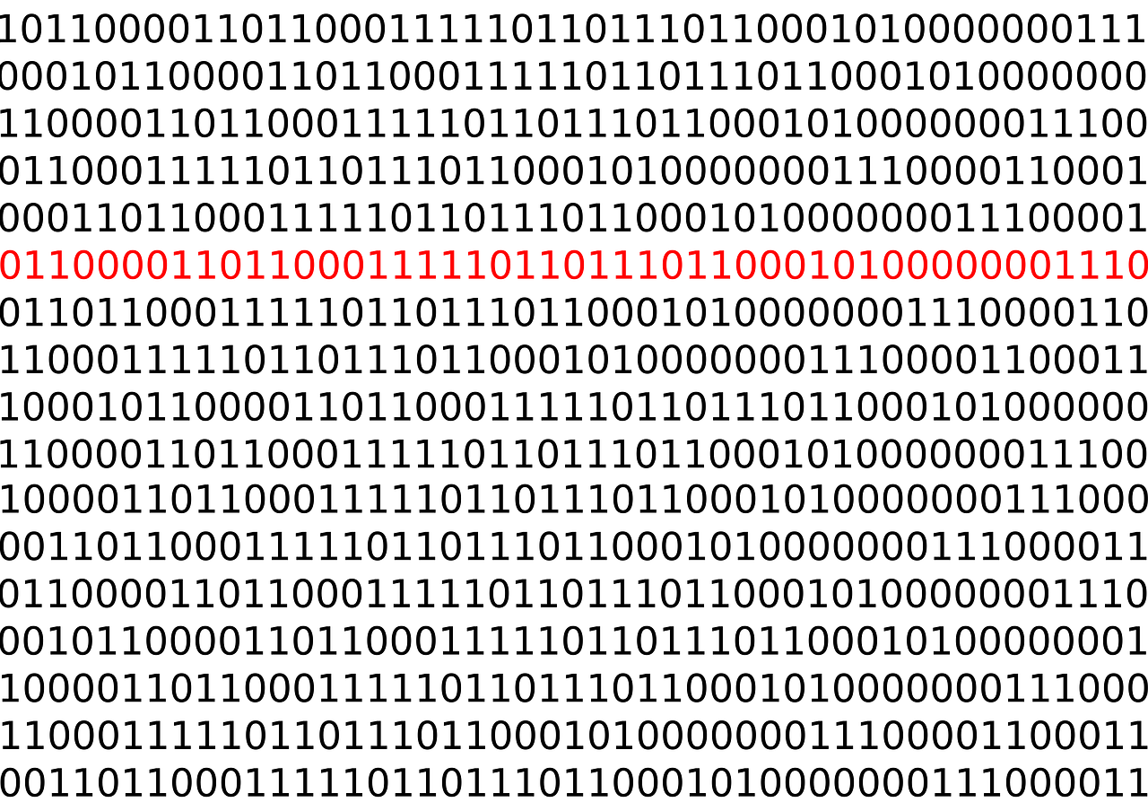 grafika z przykładowym kodem binarnym