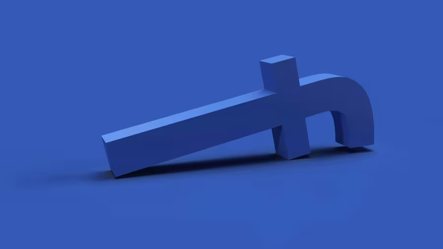 Przewrócone logo Facebooka