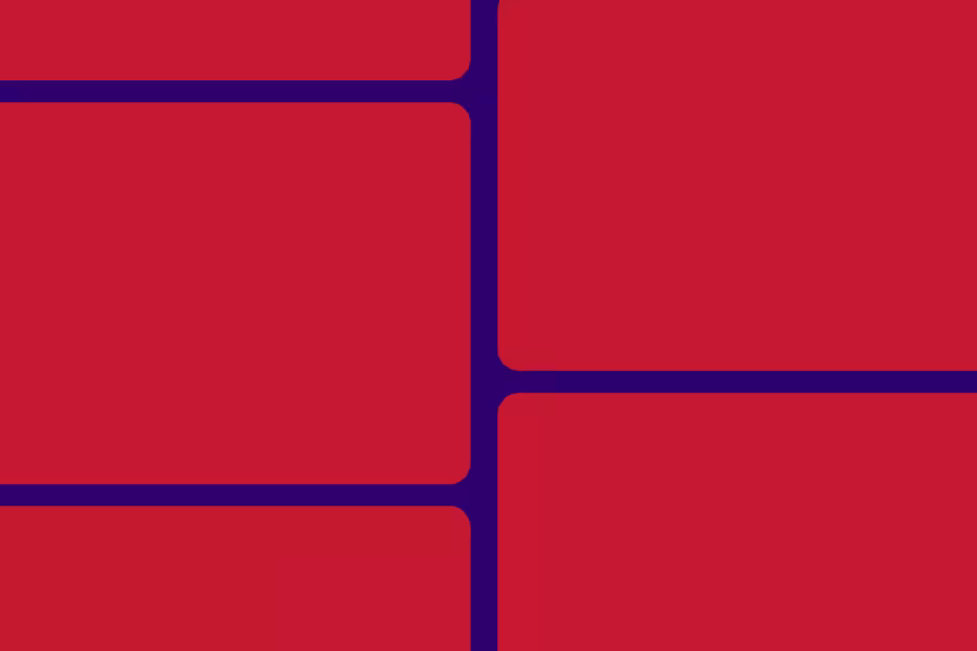 Grafika czerwonych prostokątów na granatowym tle, motyw przewodni przewdnika o DSA