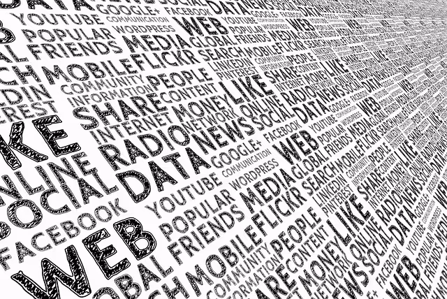 Chmura tagów social media. CC0 Public domain via Pixabay