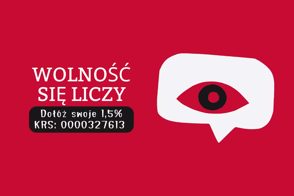 [Grafika kampanii 1,5%] Wolność się liczy. Dołóż swoje 1,5%. KRS: 0000327613