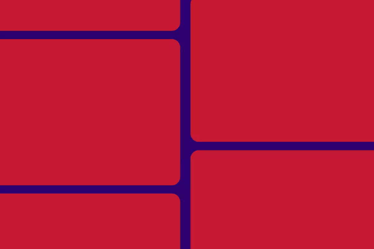 Grafika czerwonych prostokątów na granatowym tle, motyw przewodni przewdnika o DSA