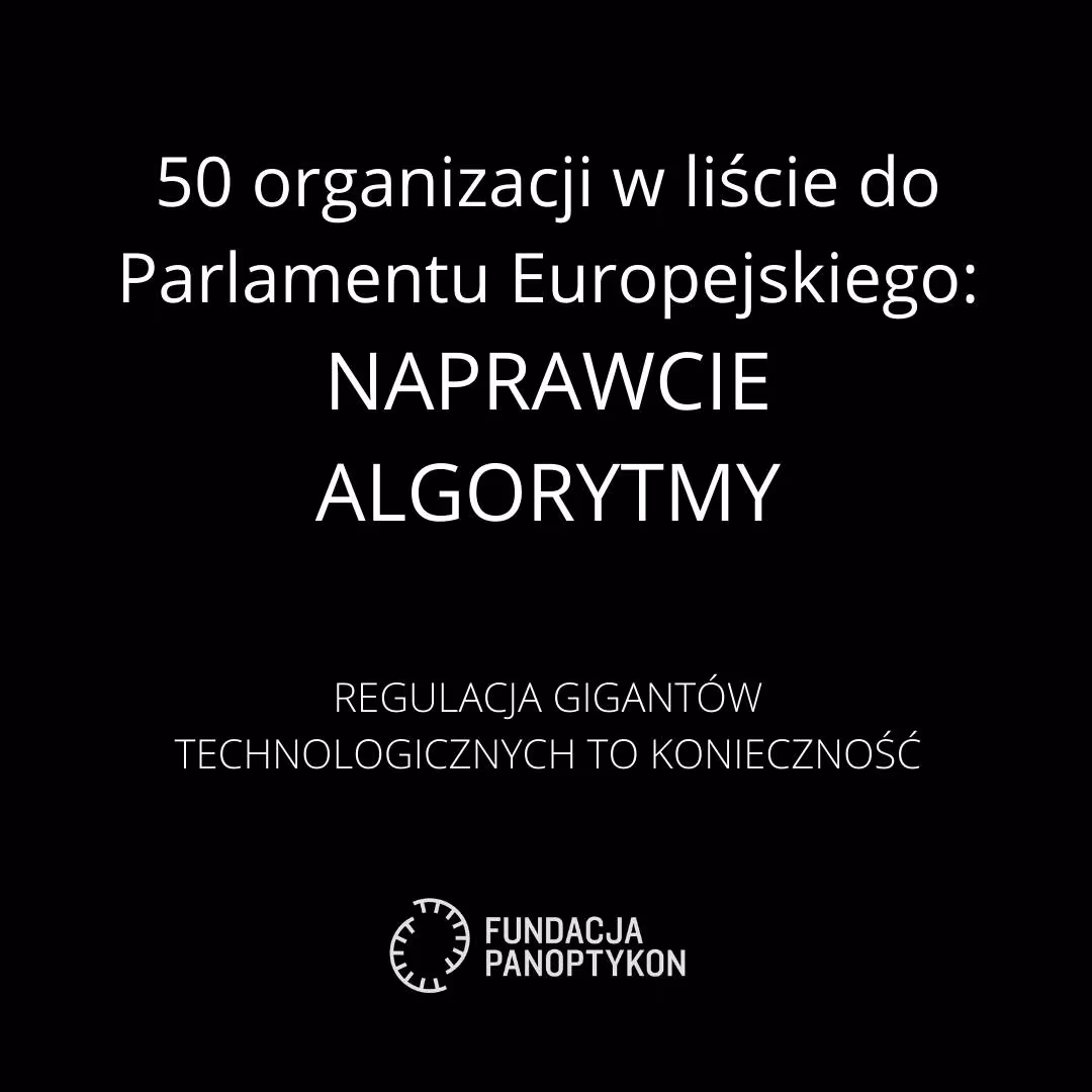 Grafika z napisem "Naprawcie algorymty"