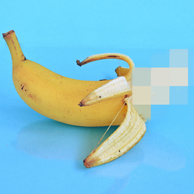 Obrazek z wypixelowanym bananem
