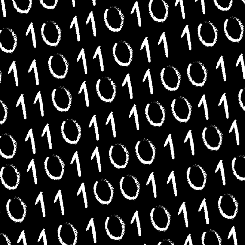 Grafika przedstawiająca zera i jedynki