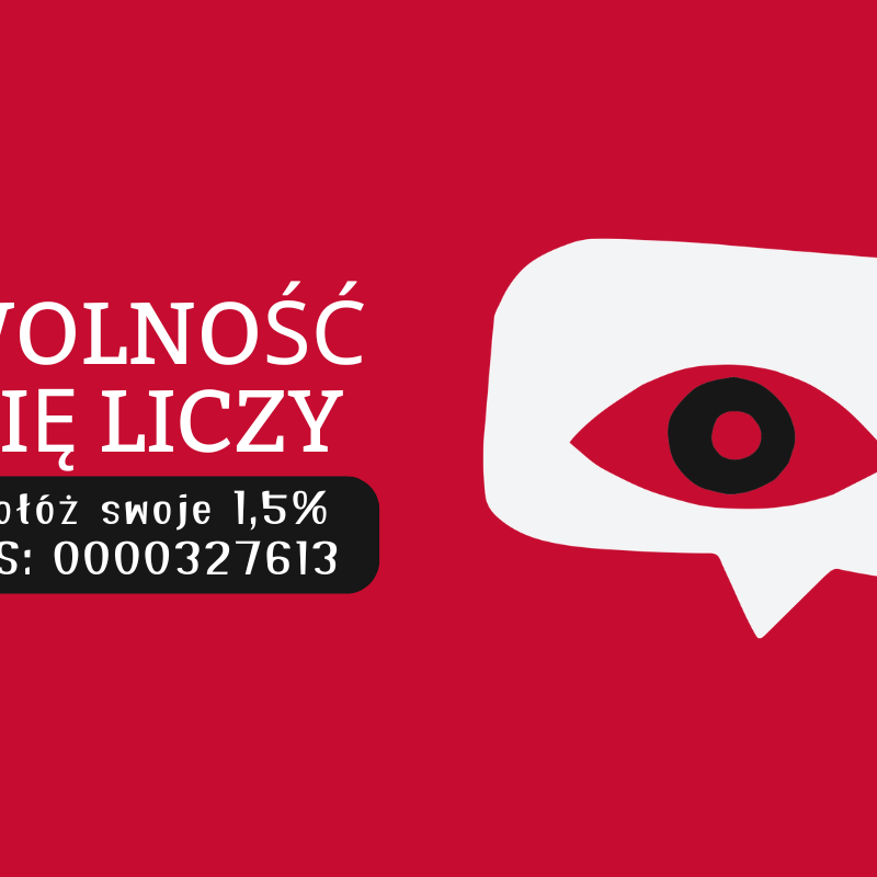 [Grafika kampanii 1,5%] Wolność się liczy. Dołóż swoje 1,5%. KRS: 0000327613
