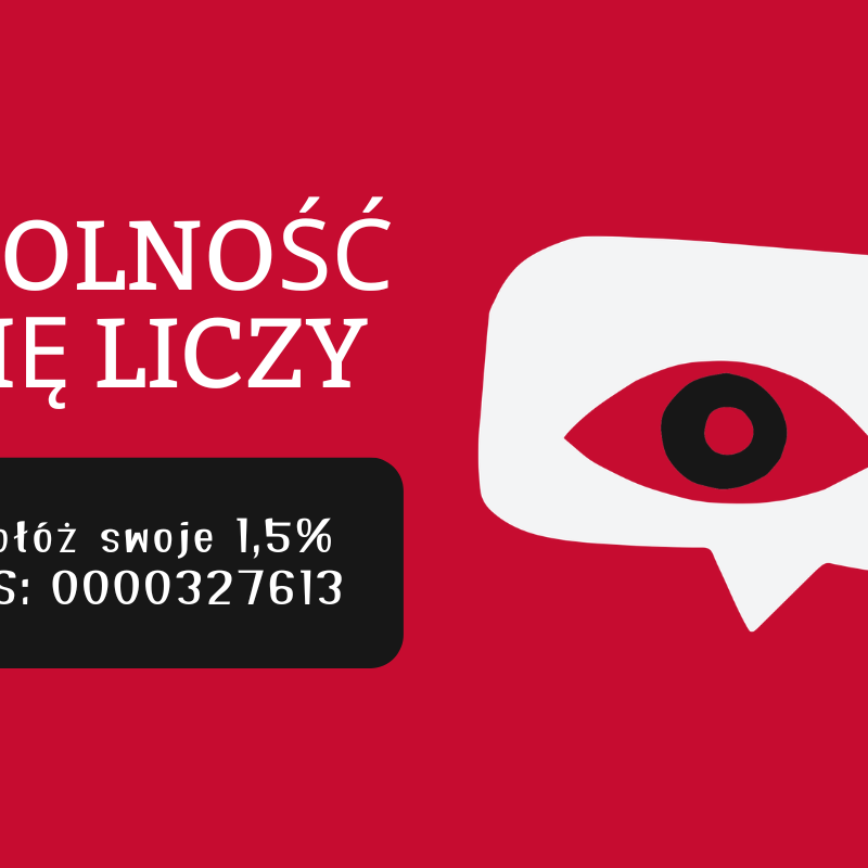 [Grafika kampanii 1,5%] Wolność się liczy. Dołóż swoje 1,5%. KRS: 0000327613