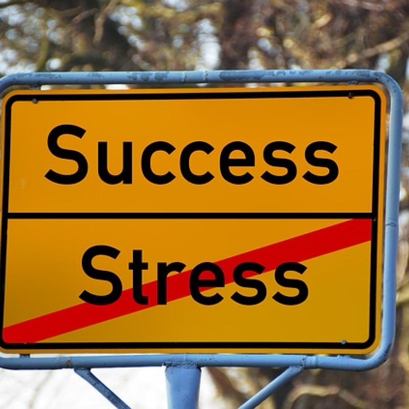 Znak Success vs stress. CC0 Public domain via Pixabay